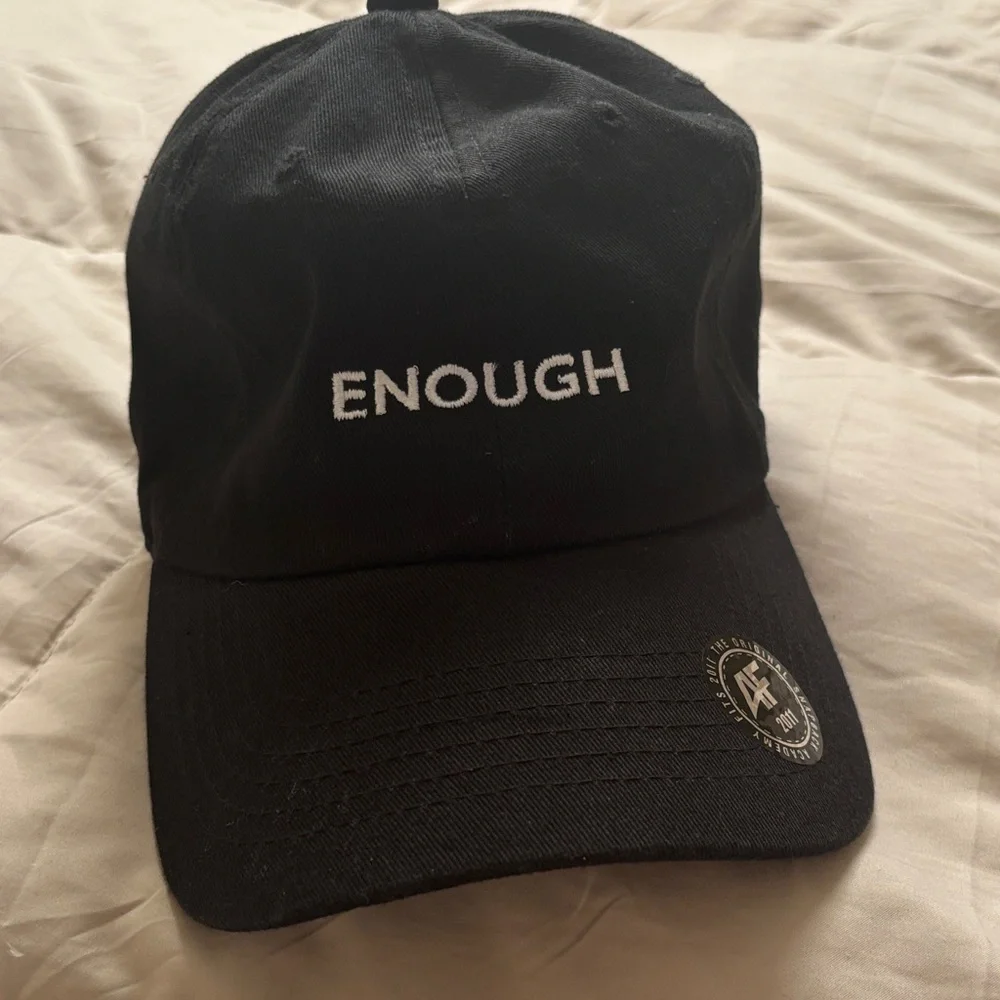 Academy Fits Black Baseball Cap Embroidered ENOUGH Hat Christine Caine - Picture 4 of 8
